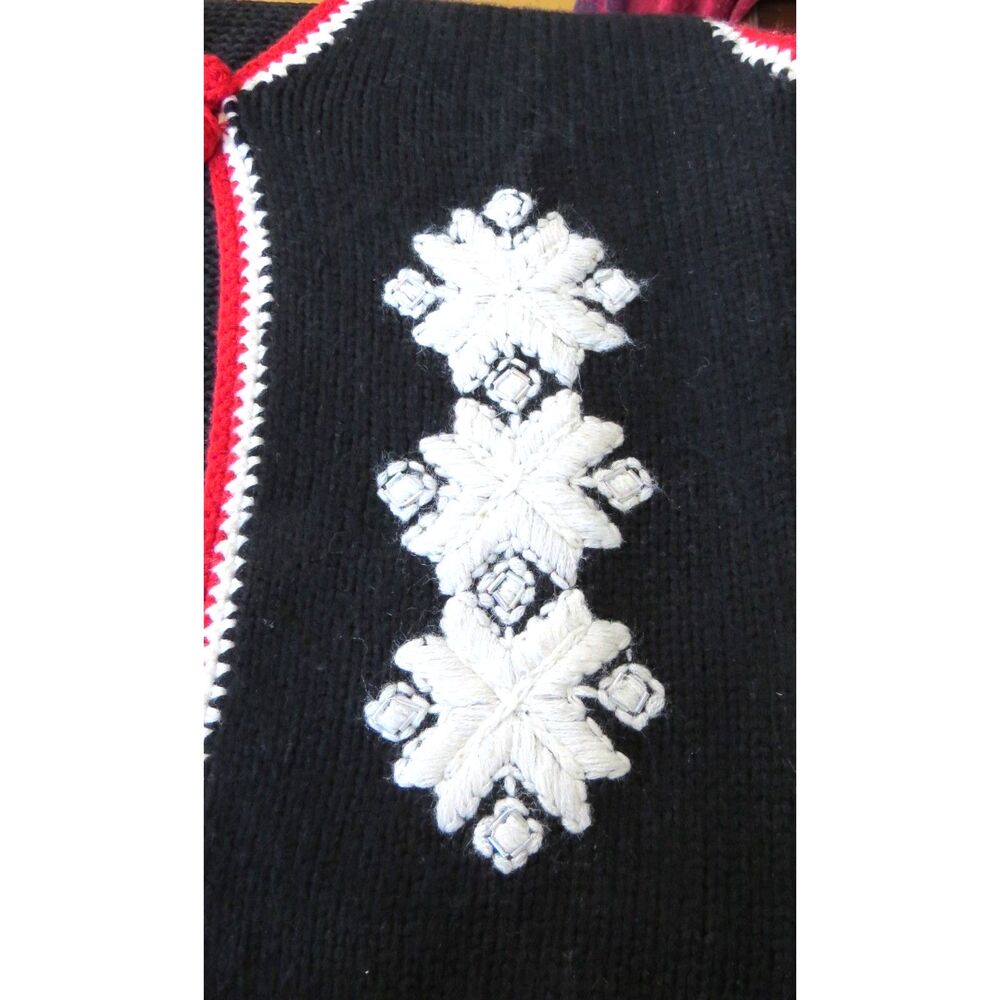 Christopher & Banks Women's Hand Crochet Sweater Vest Black/Red L EUC - Picture 4 of 8